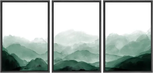 Vista 60 de SIGNWIN Lienzo enmarcado para pared, juego de arte tranquilo con reflejo de lago, acuarela, montaña y agua, ilustraciones modernas, arte abstracto