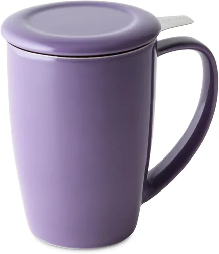 Vista 7 de Forlife. Taza de 15 onzas, alta, curvada, con infusor de té y tapa., negro, (Black Graph)