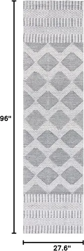 Vista 2 de SAFAVIEH Vermont Collection - Alfombra de pasillo de 2 pies 3 pulgadas x 8 pies, gris y marfil, hecha a mano de lana geométrica bohemia moderna
