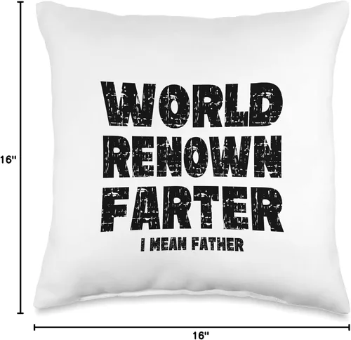 Vista 4 de Dad's Shop Apparel & Gifts World Renown Farter I Mean Father Joke-Funny Dad Pun - Almohada de juego de pedos, 16 x 16 pulgadas, multicolor