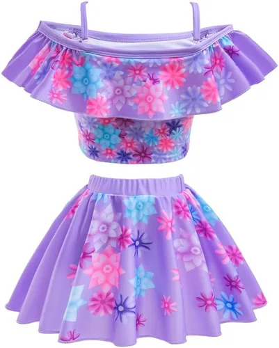 Vista 2 de Traje de baño Mirabel para niñas pequeñas, vestido de Isabella, disfraz de Louisa, conjunto mágico para la familia, traje de baño de princesa