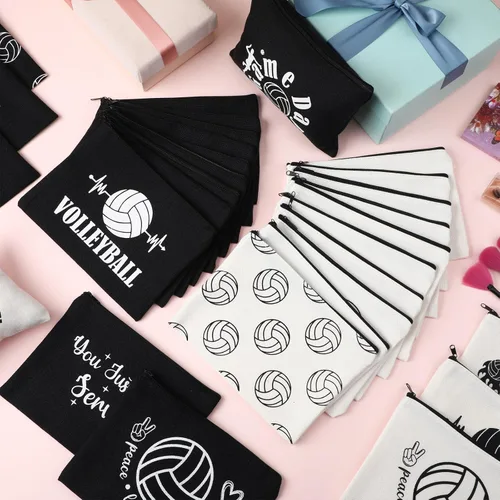 Vista 4 de Irenare 30 bolsas de cosméticos de voleibol, regalos para mujeres, jugadores de voleibol, equipos, bolsa de viaje, bolsas de maquillaje de lona
