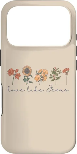 Vista 30 de Love Like Jesus - Carcasa para iPhone 17, diseño de flores y texto bíblico, religioso