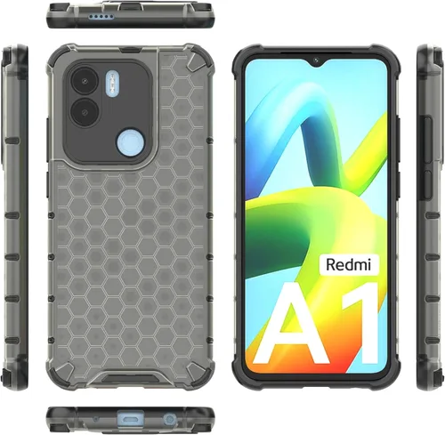 Vista 144 de Pzwoxukhov Funda compatible con Redmi A1, compatible con Redmi A2 Honeycomb Anti-caída Absorción de Golpes Negro
