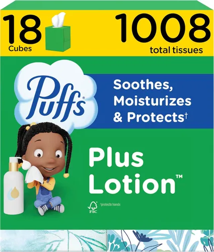 Vista 16 de Puffs Plus Loción Facial Tissue, 1 caja de cubo, 48 pañuelos por caja
