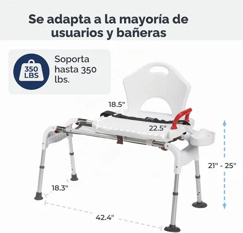 Vista 9 de Banco plegable de Drive Medical, universal y deslizante.