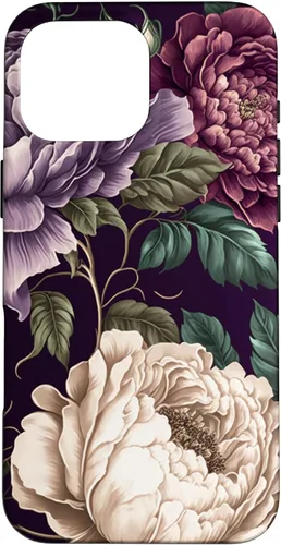 Vista 18 de Elegant Blush Pink & Purple Vintage Floral Rose & Peony Case for iPhone 17