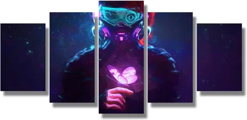 Vista 89 de Lienzo decorativo para pared, diseño de ciudad futurista Cyberpunk para sala de estar, impresión multipanel, obra de arte de cocina, pintura