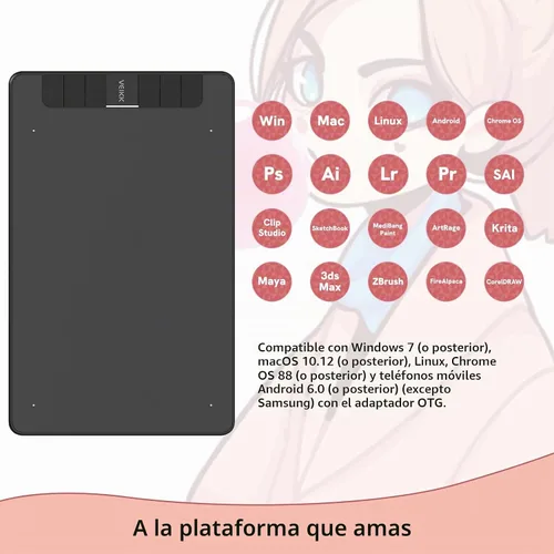 Vista 6 de VEIKK Tableta de dibujo VK640, tableta OSU de 6x4 pulgadas con lápiz óptico sin batería Digital Graphics Tablet for Android Windows Mac Chrome