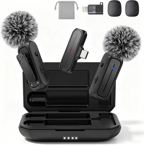 Vista 10 de MAYBESTA Micrófono Lavalier inalámbrico para iPhone, iPad, Android, micrófono de teléfono con solapa Bluetooth para grabación de video, mini