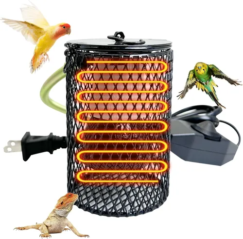 Vista 7 de Hamiledyi Bombilla de cerámica con pantalla de lámpara, protector de lámpara de calor para reptiles de 100 W, calentador de jaula de pájaros