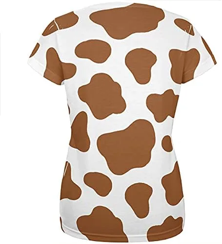 Vista 2 de Animal World Halloween disfraz Brown Spot vaca todo encima de la camiseta para mujer
