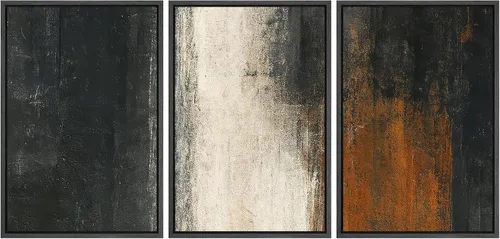 Vista 66 de wall26 Lienzo enmarcado para pared, juego de arte con trazos de pintura roja y naranja vibrante, paisaje, formas abstractas, ilustraciones, arte