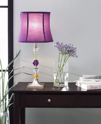 Vista 9 de Bijoux - Lámpara de mesa de 25 1/2" de alto, acrílico, color morado Acrílico apilado sombra púrpura
