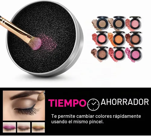 Vista 2 de Luxspire Esponja limpiadora de brochas de maquillaje seco, color plateado