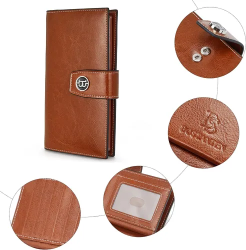 Vista 5 de BOSTANTEN Billeteras de cuero para mujer, paquete RFID, bolsos de cuero para mujer