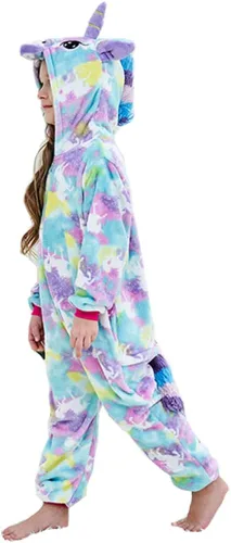 Vista 4 de PlushCosplay Pijama de unicornio para niños, disfraz de Halloween
