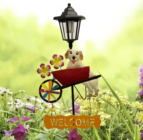 Vista 9 de Crosslight Letrero de bienvenida LED solar de Bulldog Francés, luz de estaca de jardín resistente a la intemperie para decoración al aire libre