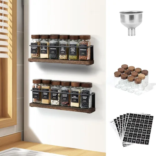 Vista 7 de Paquete de 2 Organizador de Especiero Magnético Fuerte para Refrigerador y Horno de Microondas, Estante de Metal para Refrigerador, Ahorrador