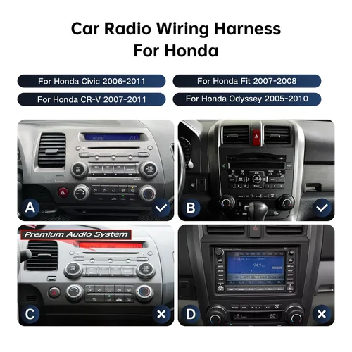 Vista 3 de Conector de arnés de cableado de radio de automóvil para Honda Civic 2006-2011, CRV 2007-2011, Pilot 2009-2011 - Cable de alimentación de radio