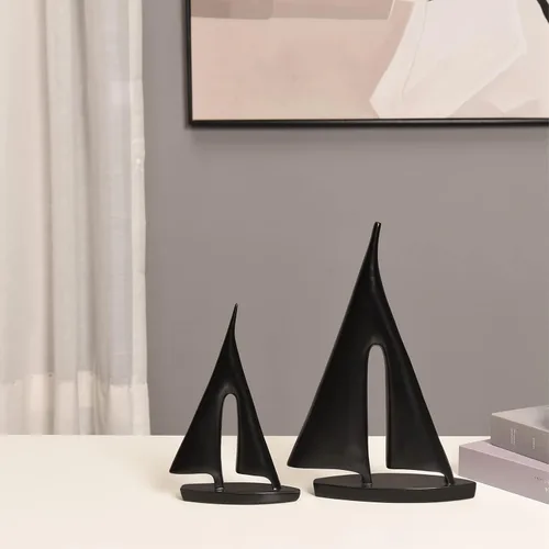 Vista 7 de Saysmile Esculturas modernas para decoración del hogar, adorno de decoración de velero, decoración de estatua de barco, esculturas artísticas