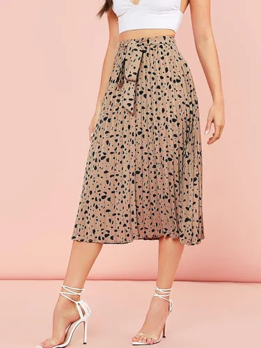 Vista 3 de Floerns - Falda bohemia con estampado floral, cintura elástica, plisada y de largo midi para mujer
