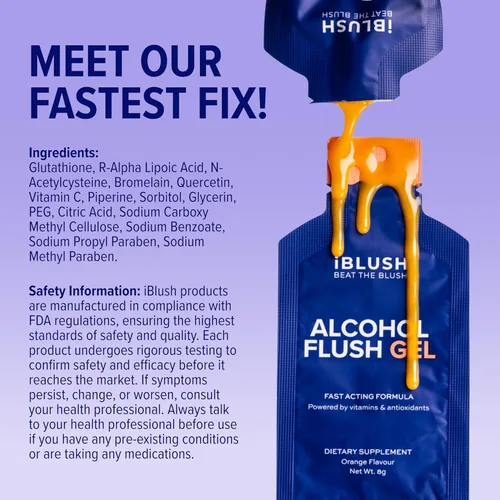 Vista 4 de Asian Flush Gel - 8 geles de naranja, impulsado por vitaminas y antioxidantes, rápido, eficaz y respaldado por la ciencia