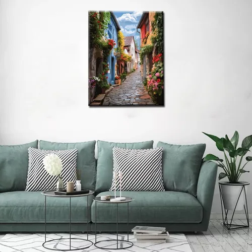 Vista 4 de Tucocoo Pintura de calle de ciudad italiana por números para adultos, niños y principiantes, kit de pintura por números en lienzo, enredaderas