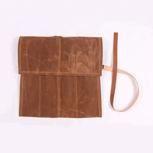 Vista 3 de Rollo de cincel, bolsa enrollable de herramientas de lona encerada, funda de transporte de cincel, bolsa de soporte de llave, organizador de 4