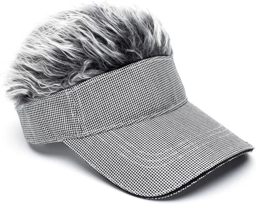 Vista 3 de Gorra de béisbol ajustable para hombre, con visera para el sol, divertida, gorra de golf falsa, color negro, Grid Gris