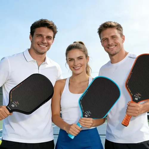 Vista 2 de Carbon Fiber Pickleball Paddle 16mm – Professional Pickleball Paddles with Superior Control, Power & Spin – Extended Handle for Two-Handed Grip
