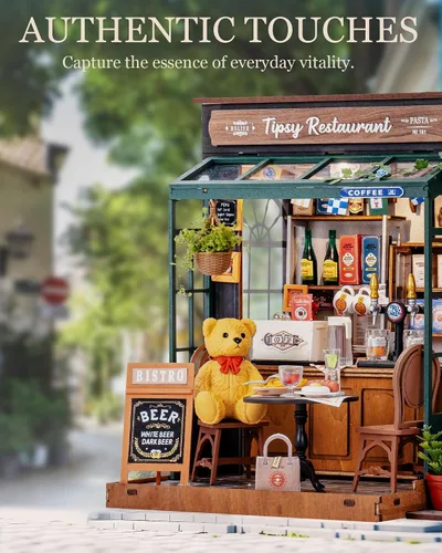 Vista 3 de Rolife - Kit de casa de muñecas en miniatura para cafetería, regalo creativo para adultos