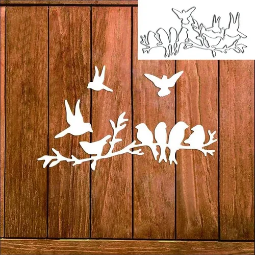 Vista 5 de Birds Branch - Troqueles de metal troquelados, tarjetas de papel de pájaros en la rama, plantillas de corte para manualidades en relieve, tarjetas