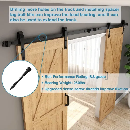Vista 6 de ZEKOO Juego de 8 piezas de accesorios para puertas correderas de granero de 1-3/4 pulgadas, espaciadores de riel, kit de conexión, conector de acero