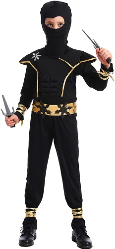 Vista 4 de Dsplay Boys Ninja Costume Cosplay Child Muscle Ninja Outfit Halloween