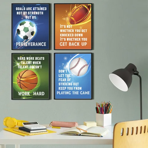 Vista 2 de Póster deportivo de frases motivacionales, cita deportiva, inspiradora, arte de baloncesto, fútbol, béisbol, fútbol, para dormitorio, sala
