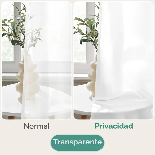 Vista 4 de HOMEIDEAS - Cortinas semitransparentes de privacidad blancas que no se transparentan, 52 x 96 pulgadas Blanco