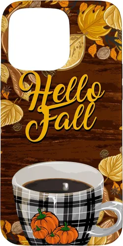 Vista 28 de Funda para iPhone 16 Hello Fall Leaves Coffee Cup Pumpkin Autumn Thanksgiving Case