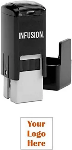 Vista 6 de Infusion Sello de logotipo de goma autoentintado personalizado de 1/2" x 1/2", pequeño, cuadrado, negro