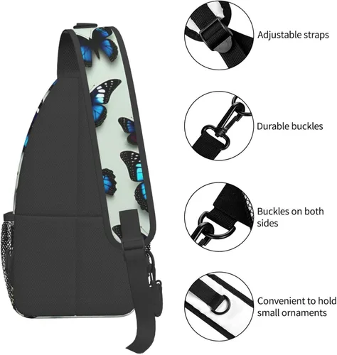 Vista 5 de Mariposa y violonchelo bolso bandolera bandolera bolsa de pecho ligero Sling Daypackstravel senderismo ciclismo para hombres mujeres