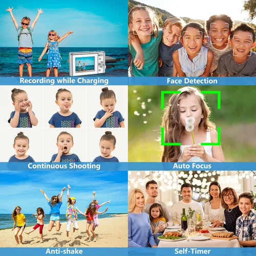 Vista 5 de Cámara digital para bebés para niños, adolescentes, niños y niñas, adultos, cámara para niños 1080P 48MP con tarjeta SD de 32 GB, cámara digital