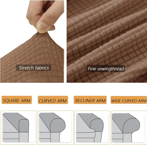 Vista 5 de Fundas de poliéster de alta elasticidad para reposabrazos de sofá, fundas impermeables para muebles, tela de elastano antimanchas, juego de 2
