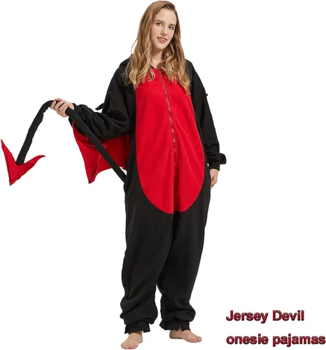Vista 4 de WAWRTOU Jersey Devil Onesie para adultos - Halloween de una sola pieza mítico y cómodo unisex