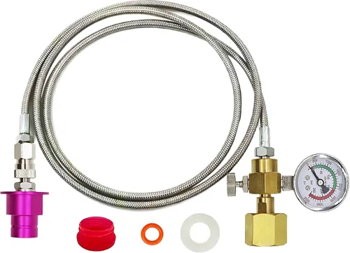 Vista 9 de Adaptador de CO2 para máquina de soda con manguera de 60 pulgadas, conector de tanques de CO2 para fabricante de soda lleno directamente de tanque