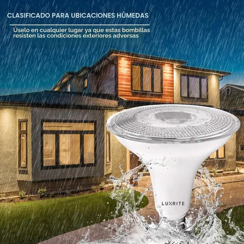 Vista 3 de LUXRITE Bombilla LED PAR38 del atardecer al amanecer, equivalente a 90 W, sensor de encendido y apagado automático, blanco suave de 3000 K, 1250