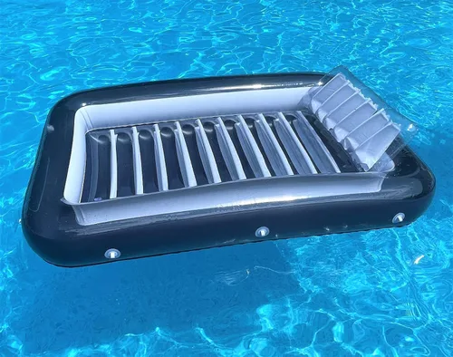 Vista 2 de Galvanox Tumbona inflable para piscina con almohada Balsa flotante grande de 70 x 49 pulgadas (azul marino)