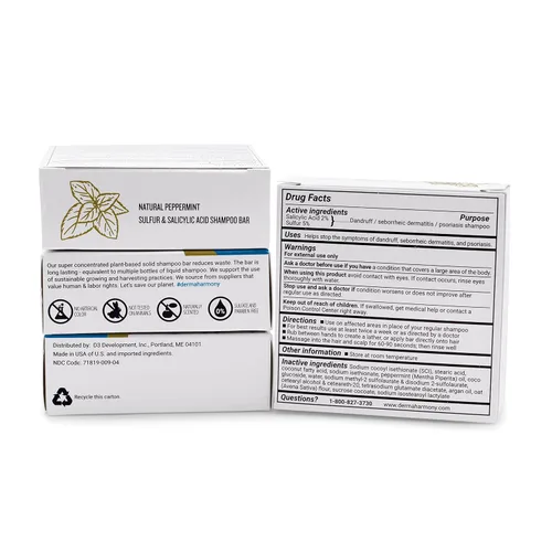 Vista 3 de Dermaharmony Barra de champú con ácido salicílico al 5% de azufre y 2% para la caspa (4 oz)