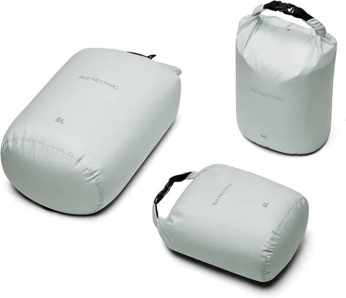 Vista 23 de Bee Nesting Juego de bolsas secas ultraligeras para mochileros, saco seco impermeable para camping, senderismo, motocicleta, saco de cosas ligeras