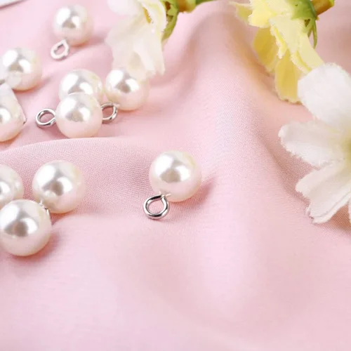 Vista 9 de Exceart 100 dijes colgantes de perlas de plástico, cuentas redondas de perlas de imitación para manualidades, aretes, collares, accesorios