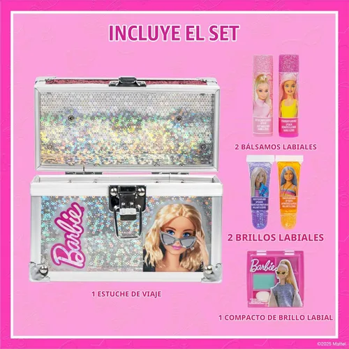 Vista 2 de Barbie - Juego de maquillaje para niños en mini estuche de tren, seguro para niñas a partir de 3 años